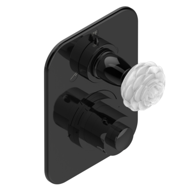 Set de finition THG pour douche thermostatique à encastrer 2 fonctions avec inverseur - Collection "Camélia Cristal Clair"