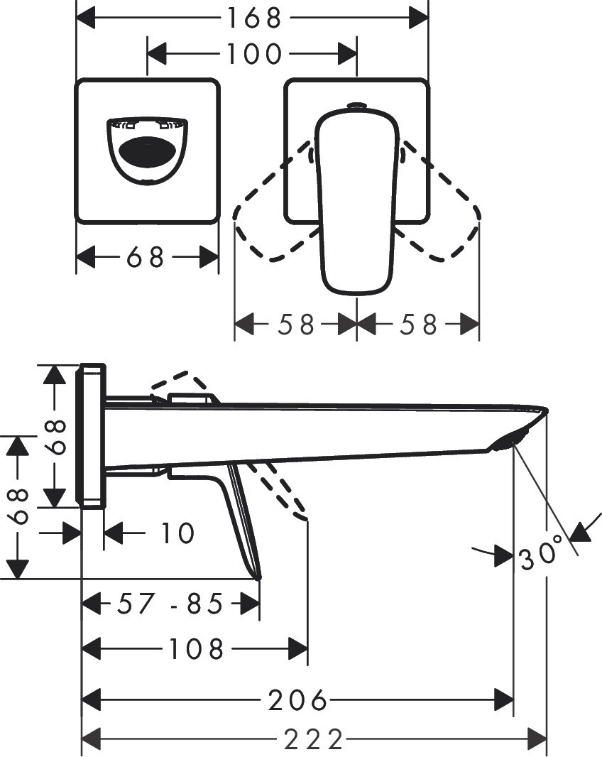 Hansgrohe Logis Fine 206 Built-in Basin Mixer, Matte Black