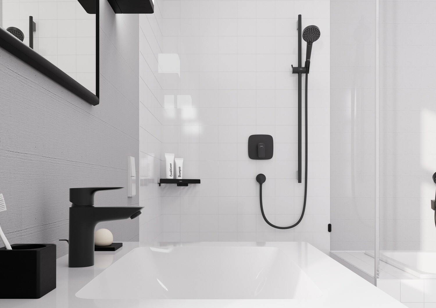 Hansgrohe Logis Matte Black Concealed Shower Mixer Trim Set