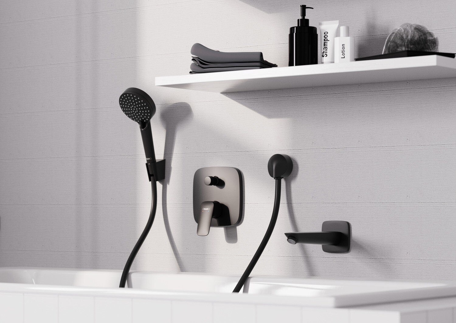 Hansgrohe Logis Matte Black Concealed Bath/Shower Mixer Trim Set