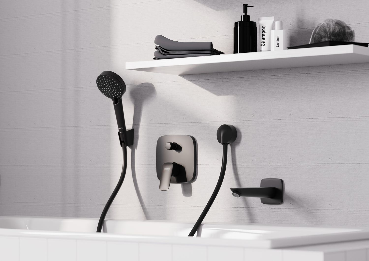 Hansgrohe Logis Matte Black Concealed Bath/Shower Mixer Trim Set