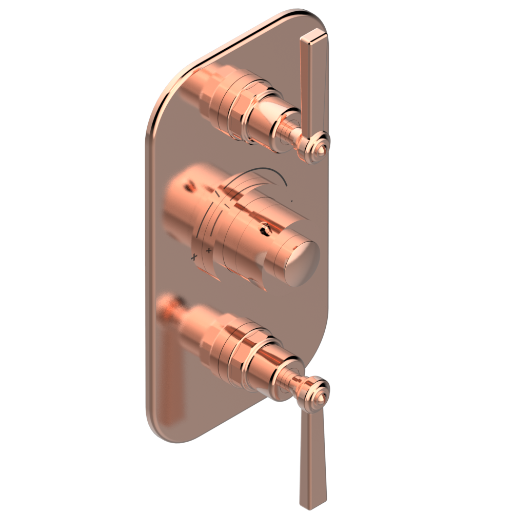 Set de finition THG pour douche thermostatique à encastrer 2 fonctions avec inverseur - Collection "Saint-Germain à manettes"