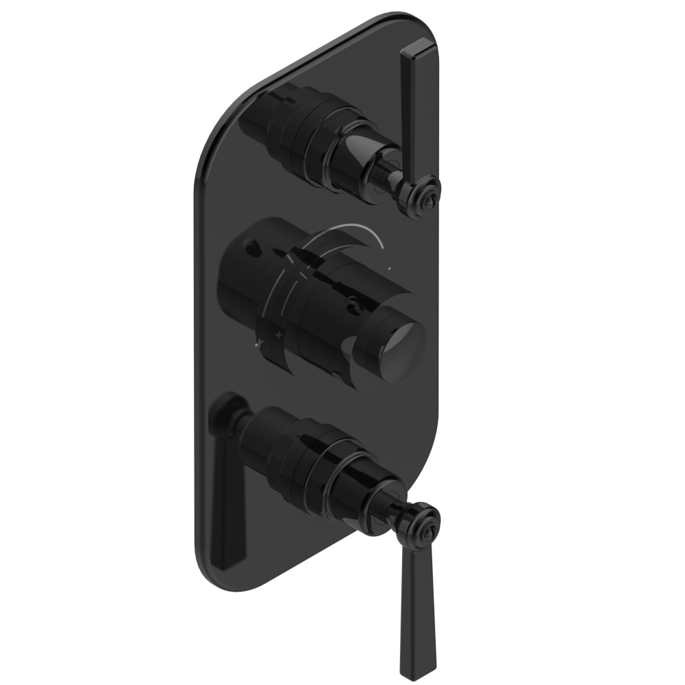 Set de finition THG pour douche thermostatique à encastrer 2 fonctions avec inverseur - Collection "Saint-Germain à manettes" — vue 4