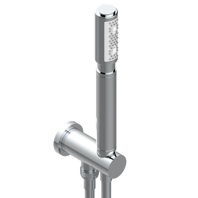 Pommeau de douche et support pour douchette THG Estrela, finition chromée, flexible de 1,5 m, fixation murale.