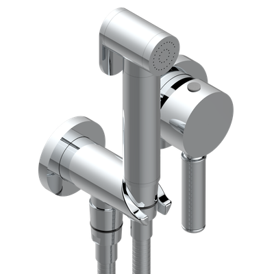 Robinet de salle de bain THG Estrela à manettes avec douchette et finition chromée.