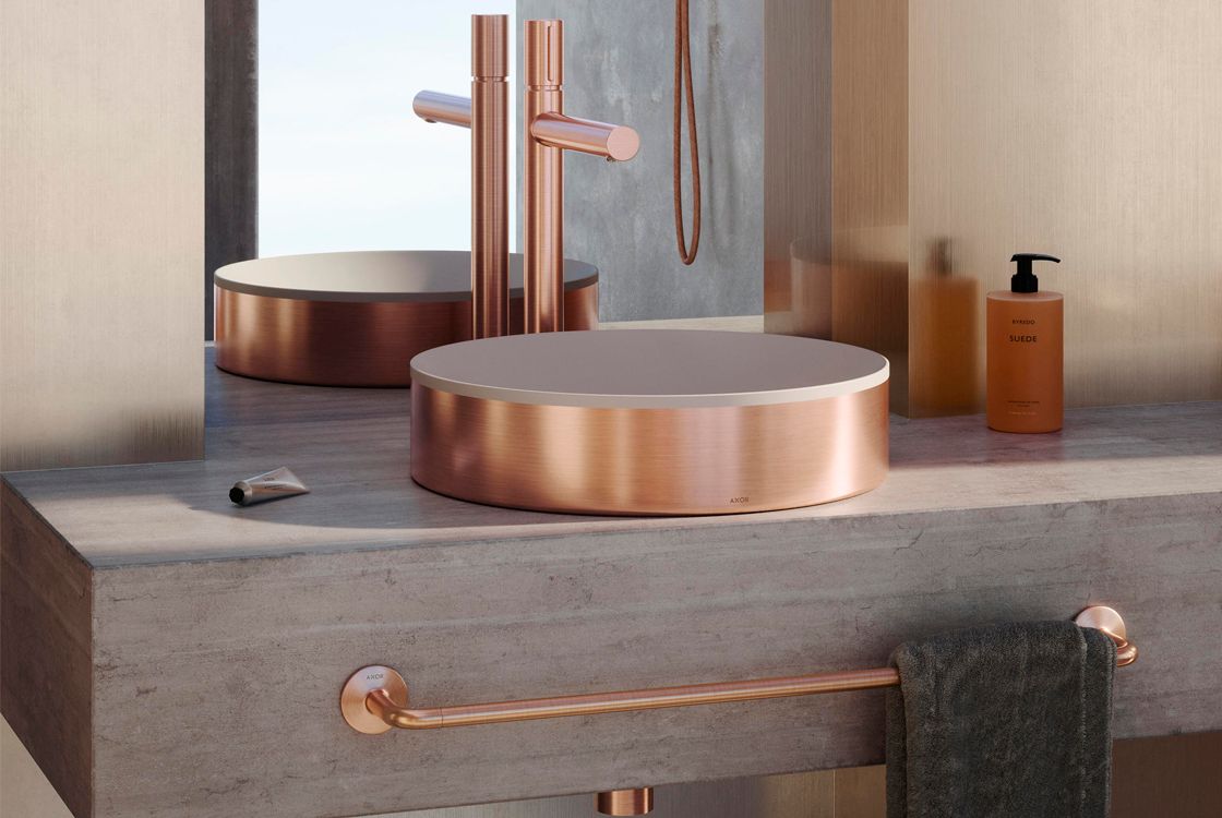 Vasque à poser AXOR Suite circulaire diamètre 40 cm, en bronze brossé