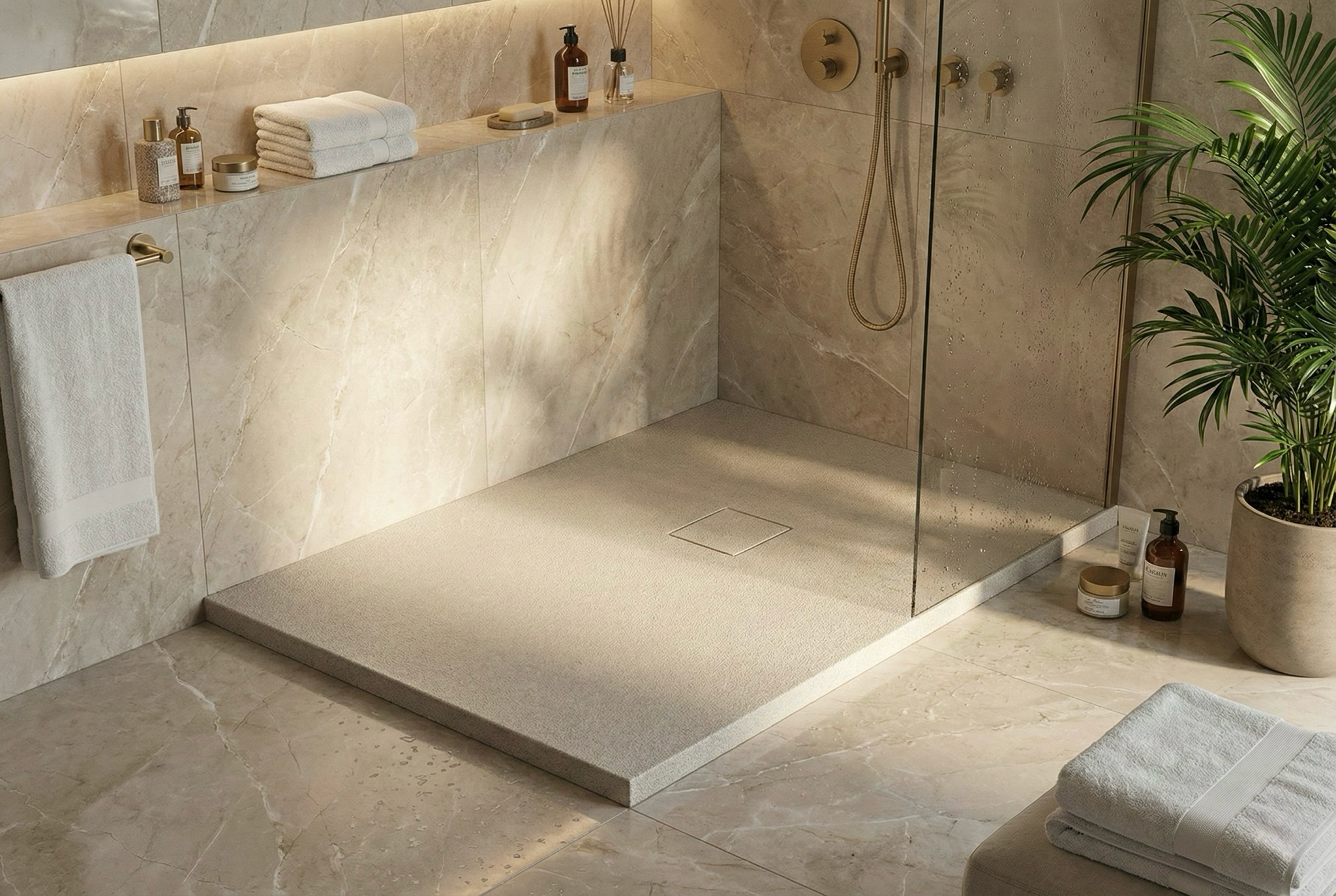 Receveur rectangulaire Vulcanite extra-plat et anti-dérapant (130 à 150 cm) x 80 cm - vue 2