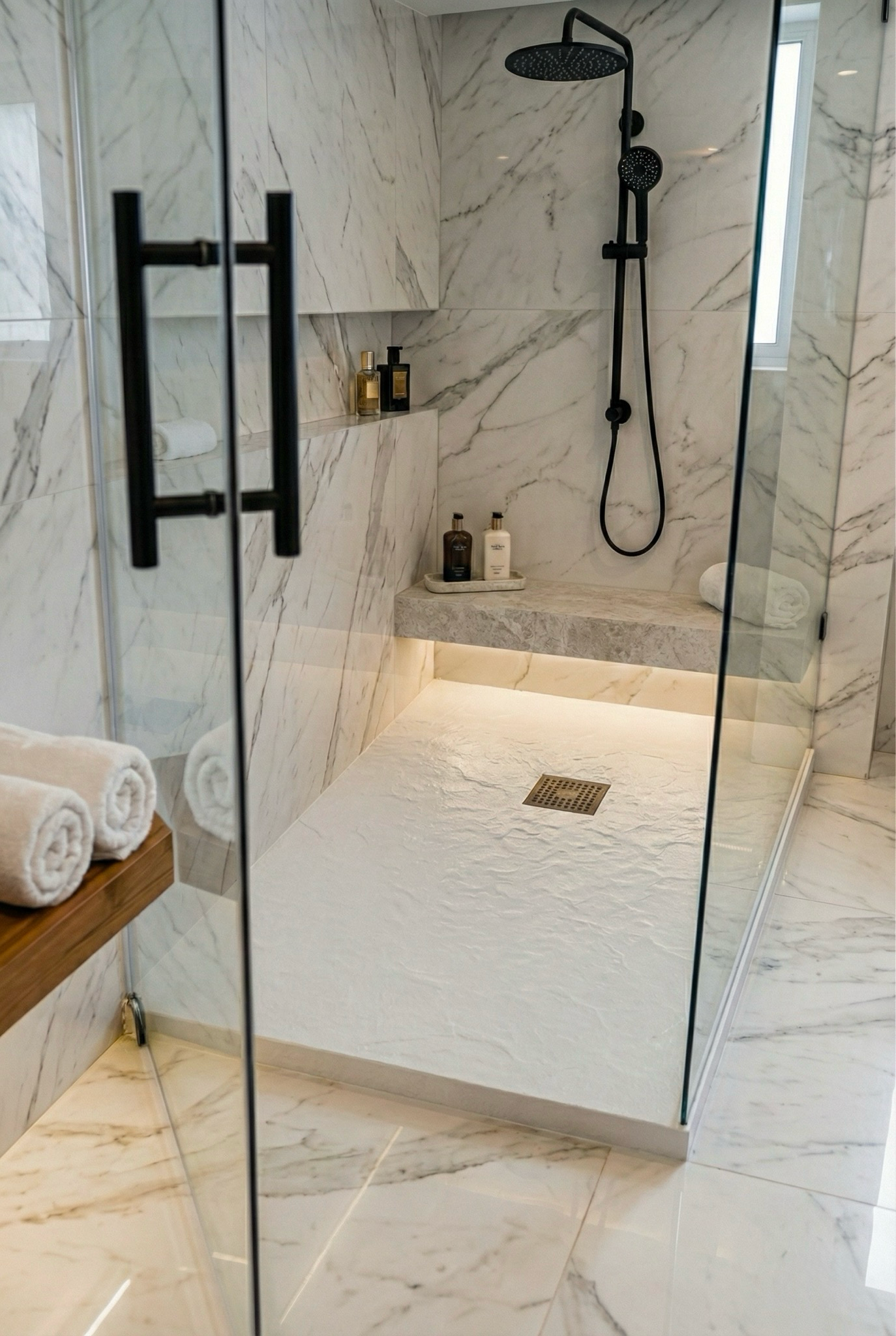 Receveur rectangulaire Ardoisé extra-plat 100 x 80 cm ou 120 x 80 cm avec grille en Marbryx® ou Inox - vue 9