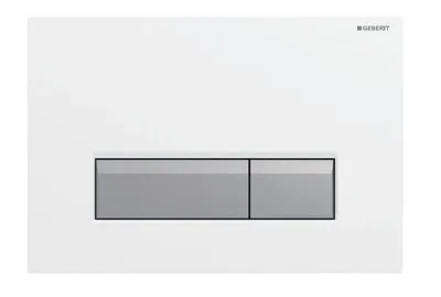 GEBERIT Sigma40 plaque de déclenchement, aluminium brossé, Blanc alpin, deux boutons.