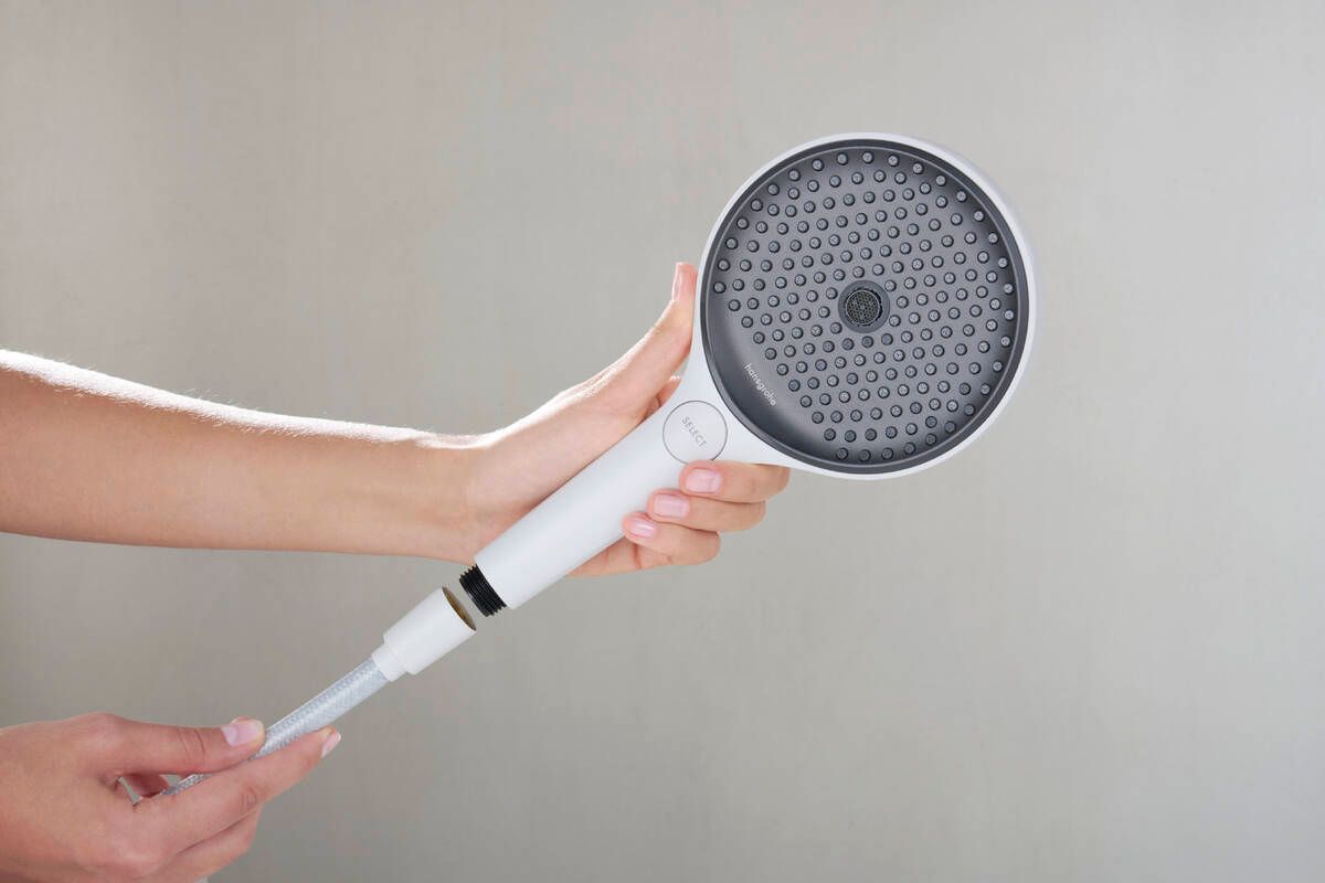 Flexible de douche Hansgrohe textile Designflex 1,60 m, en blanc mat