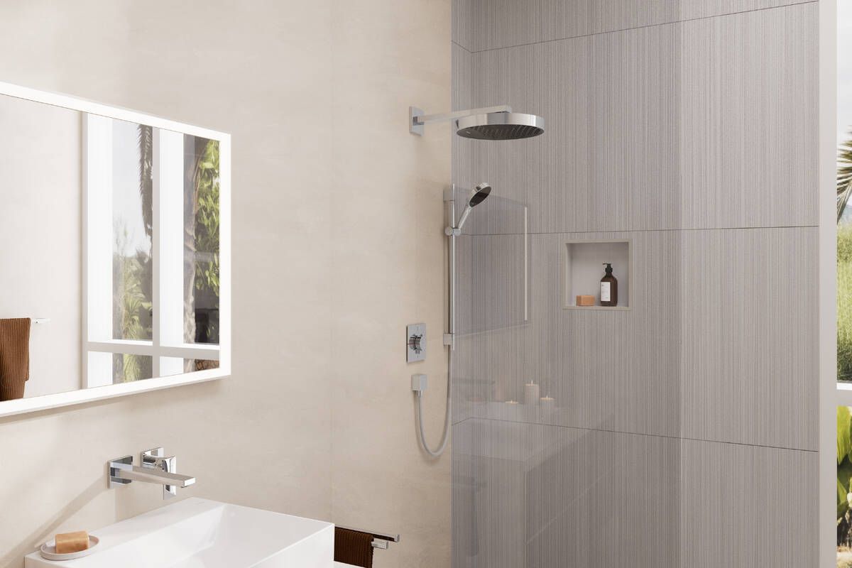 Barre de douche Hansgrohe avec douchette à main Rainfinity Select S Puro 130 3 jets et flexible Designflex