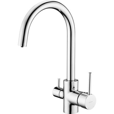 Robinet de cuisine chromé Deante avec raccord 3 voies pour filtre à eau, ComfortZone 222 mm, cartouche céramique.