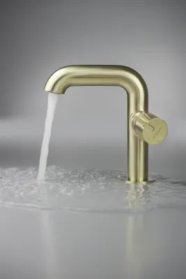 Deante Silia 128 Basin Mixer without Waste in Brushed Gold