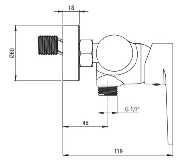 Chrome Shower Mixer Deante Tubo