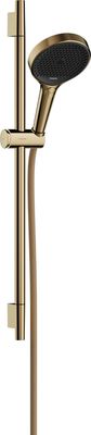 Barre de douche Hansgrohe avec douchette à main Rainfinity Select S Puro 130 EcoSmart 3 jets et flexible Designflex en doré poli