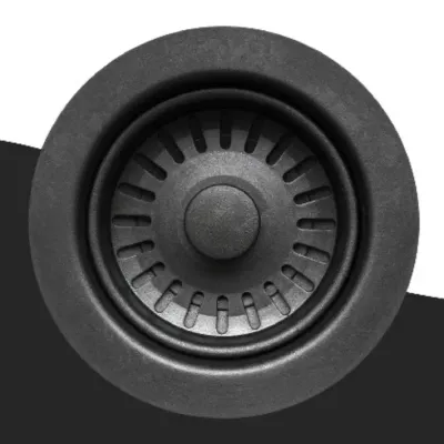 Deante Andante 116 x 50 cm Black Granite Double Bowl Built-In Kitchen Sink with Space-Saving Telescopic Drain