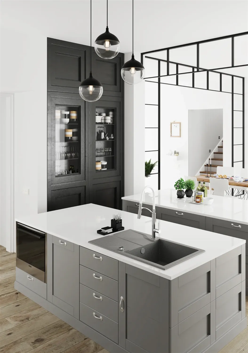 Deante Andante Single Bowl Granite Kitchen Sink 78 x 49 cm in Metallic Anthracite with Space-Saving Telescopic Drain