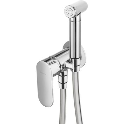 Robinet mitigeur de bidet chromé Deante Alpinia avec douchette et flexible de 120 cm, montage mural.
