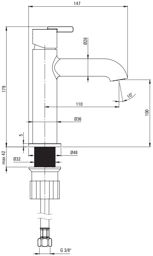Mitigeur de lavabo Deante Silia 110 sans bonde en noir mat — vue 5
