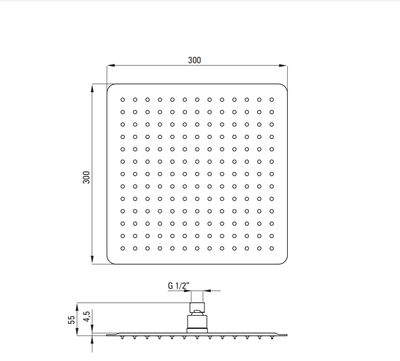 Square Shower Head Deante Floks 300 in Matte Black