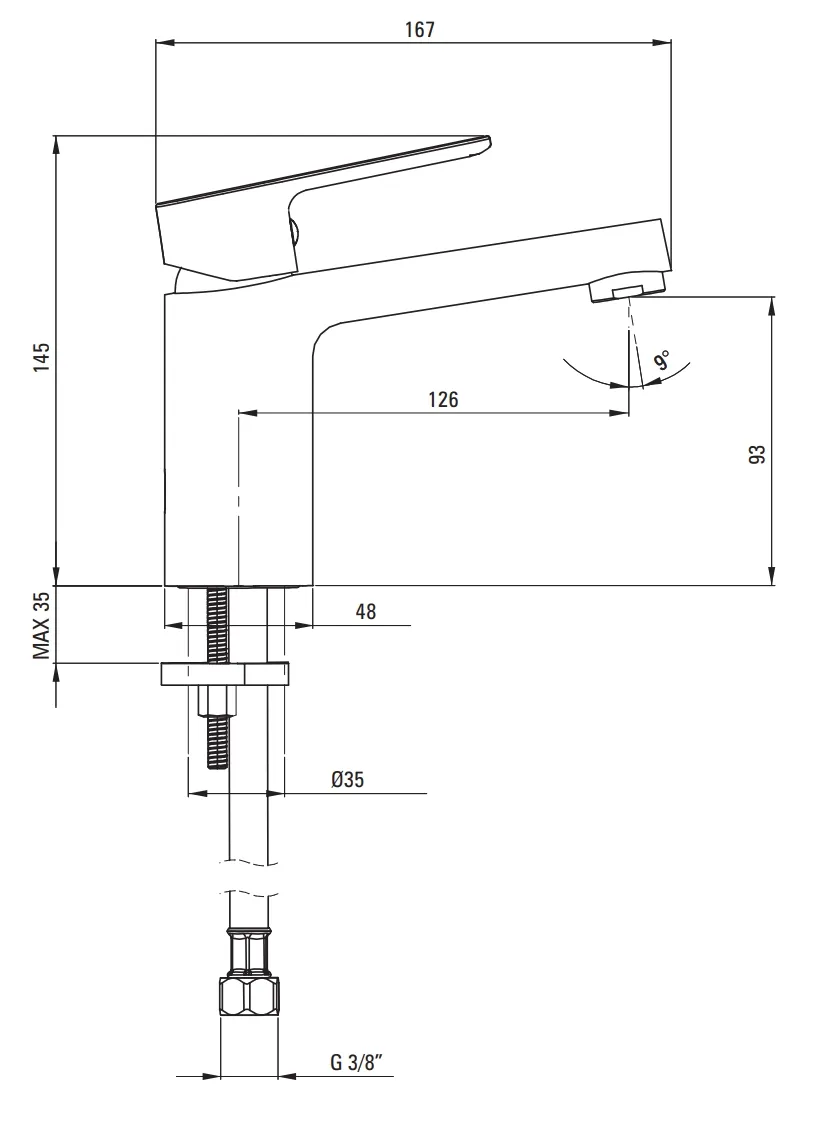 Mitigeur de lavabo Neo Maro 95 sans bonde en chromé