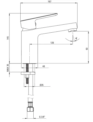 Mitigeur de lavabo Neo Maro 95 sans bonde en noir mat