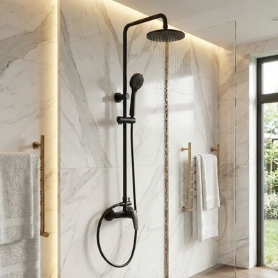 Shower Column Deante Boro 200 with Mechanical Mixer in Matte Black
