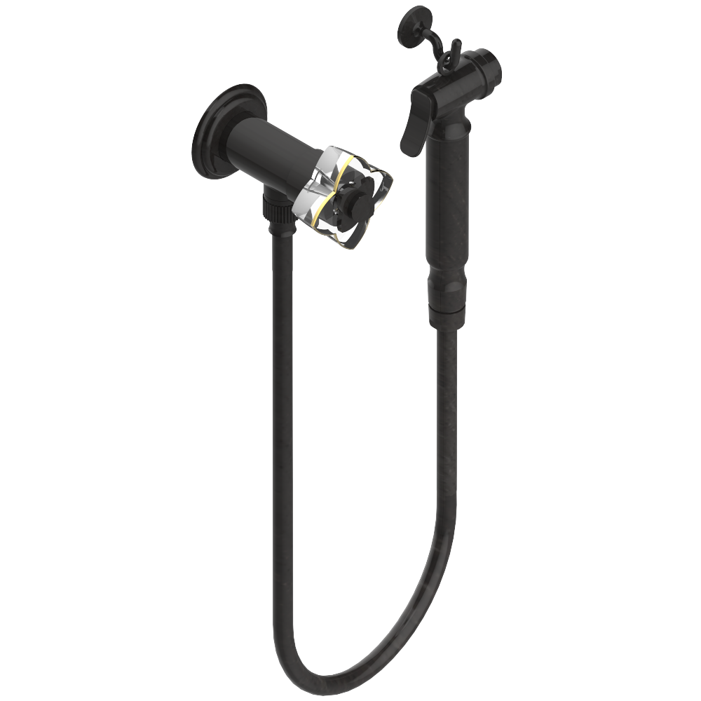 Ensemble hygiénique de WC THG avec robinet d'arrêt - Collection "Pétale de Cristal Clair liseré doré "