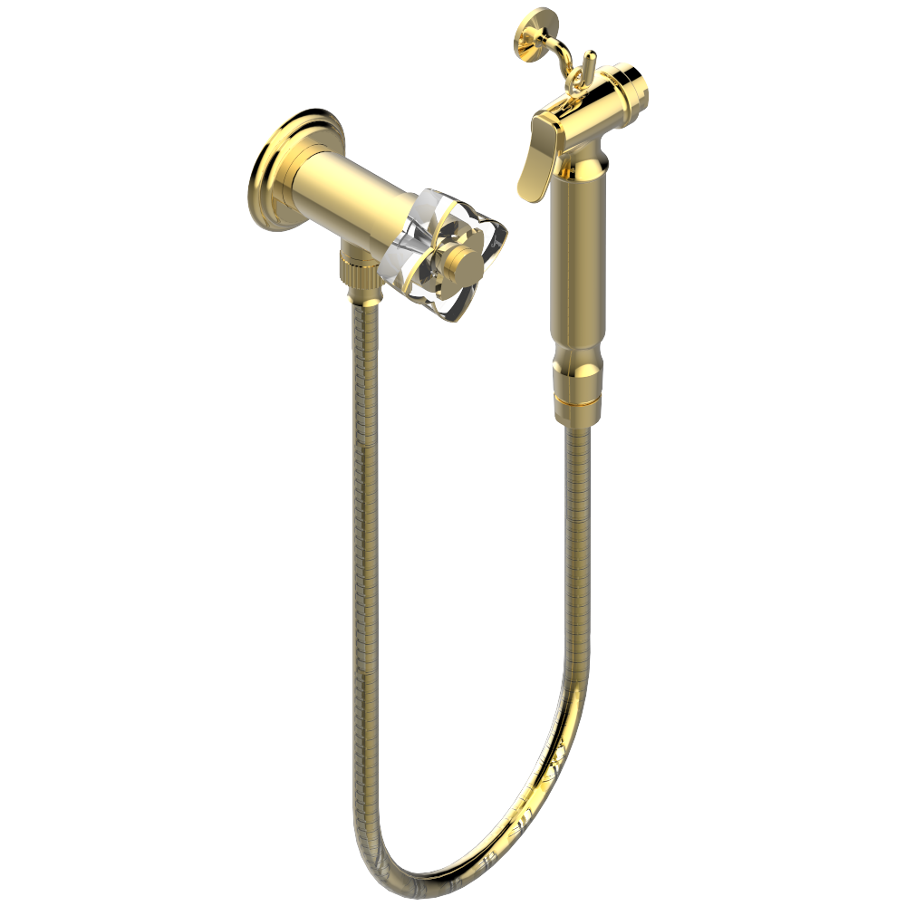 Ensemble hygiénique de WC THG avec robinet d'arrêt - Collection "Pétale de Cristal Clair liseré doré " — vue 3