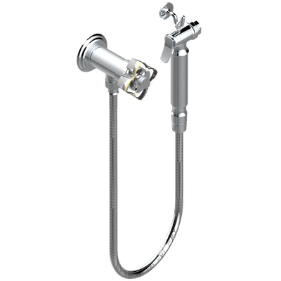 Ensemble hygiénique de WC THG avec robinet d'arrêt - Collection "Pétale de Cristal Clair liseré doré "
