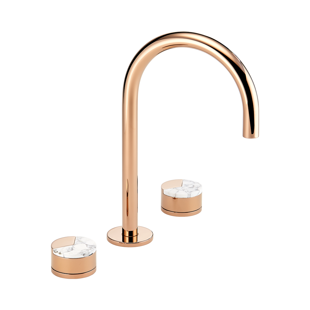 Mélangeur de lavabo 3 trous THG avec vidage - Collection "Yoko Delta Howlite" — vue 4
