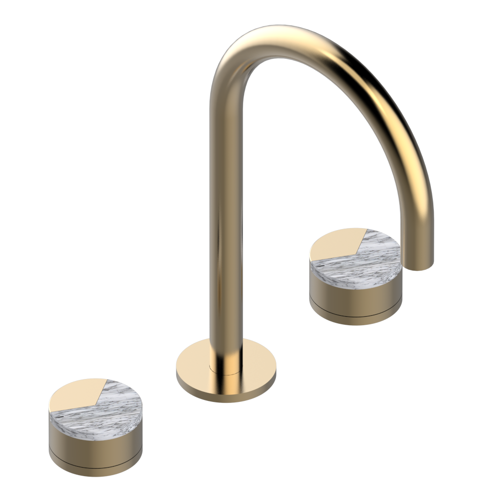 Mélangeur de lavabo 3 trous THG avec vidage - Collection "Yoko Delta Howlite" — vue 5