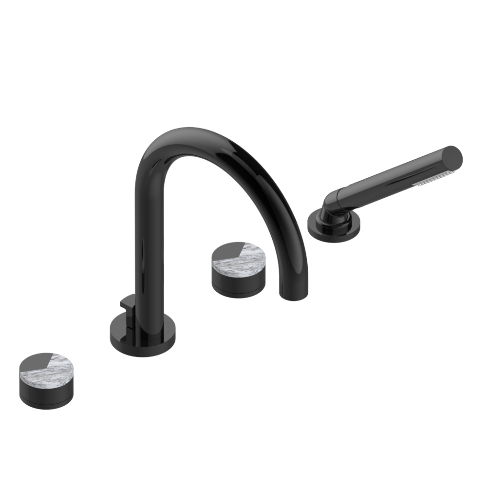 Mélangeur de bain / douche 4 trous THG sur gorge avec bec super goliath à inversion - Collection "Yoko Delta Howlite"