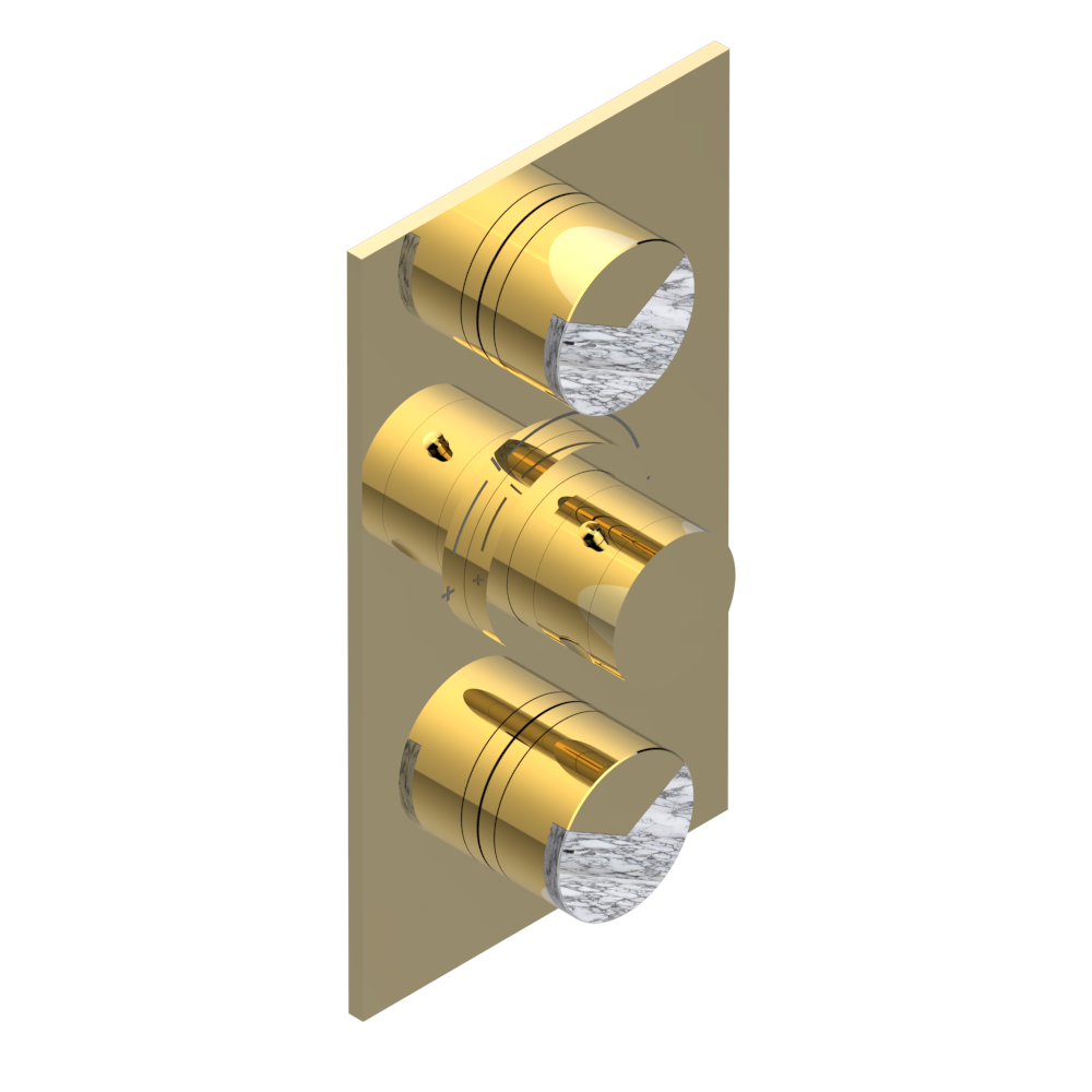 Set de finition THG pour douche thermostatique à encastrer avec deux robinets d'arrêt à 2 fonctions - Collection "Yoko Delta Howlite"