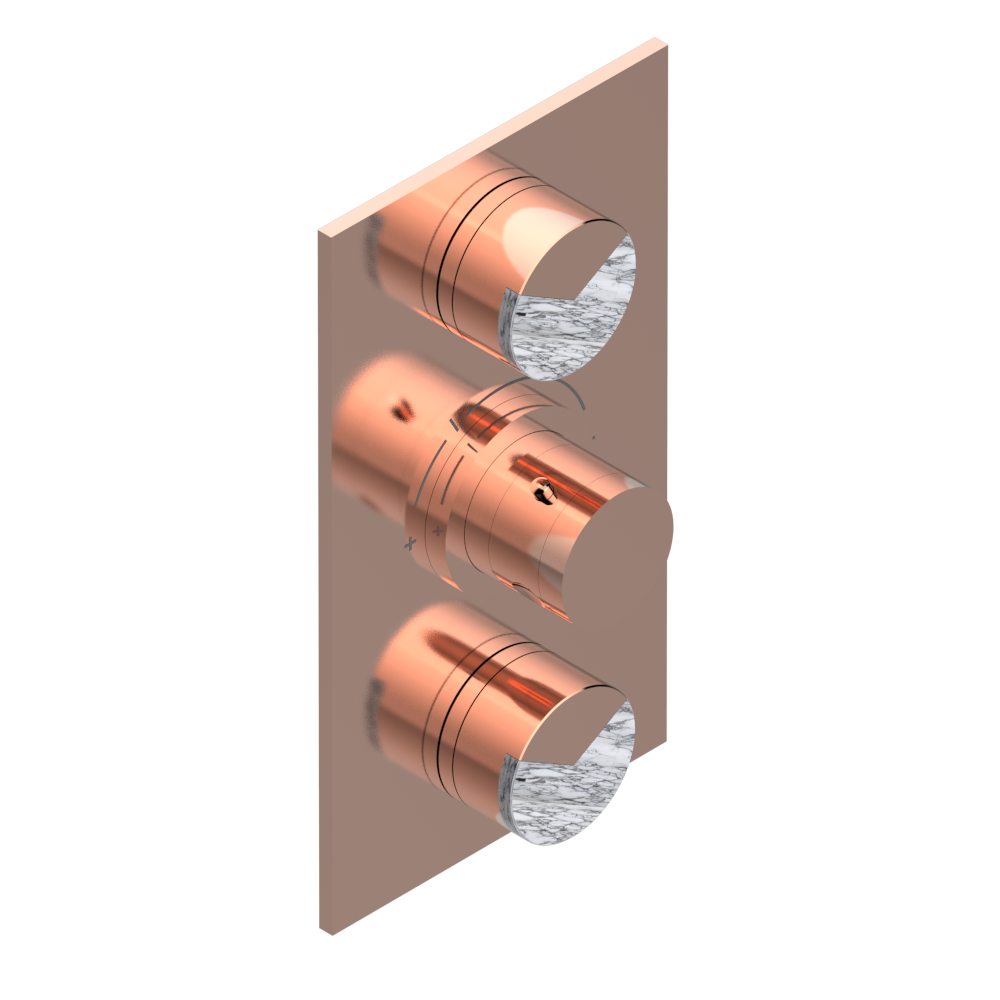 Set de finition THG pour douche thermostatique à encastrer avec deux robinets d'arrêt à 2 fonctions - Collection "Yoko Delta Howlite" — vue 4