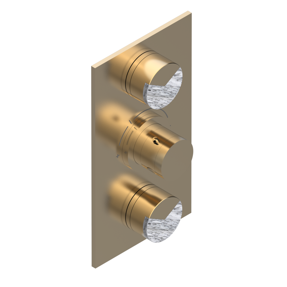 Set de finition THG pour douche thermostatique à encastrer avec deux robinets d'arrêt à 2 fonctions - Collection "Yoko Delta Howlite" — vue 5