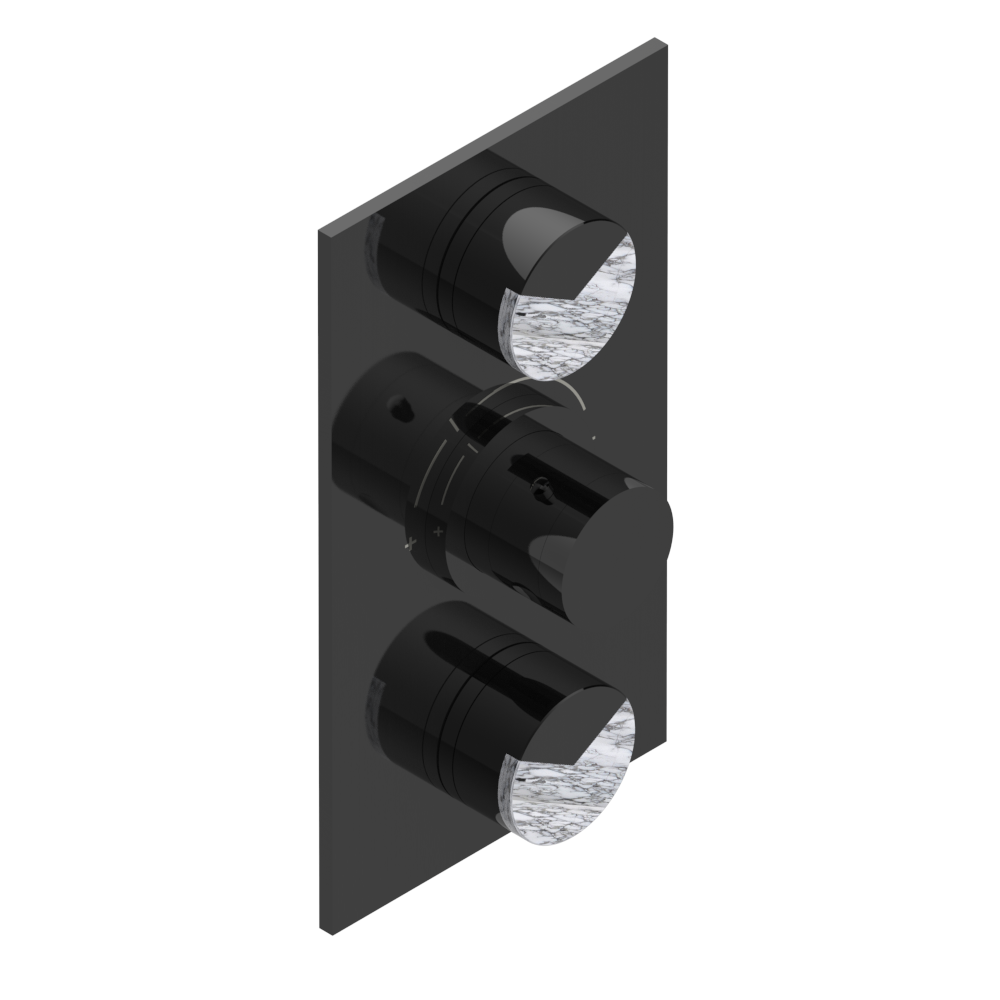 Set de finition THG pour douche thermostatique à encastrer avec deux robinets d'arrêt à 2 fonctions - Collection "Yoko Delta Howlite" — vue 3