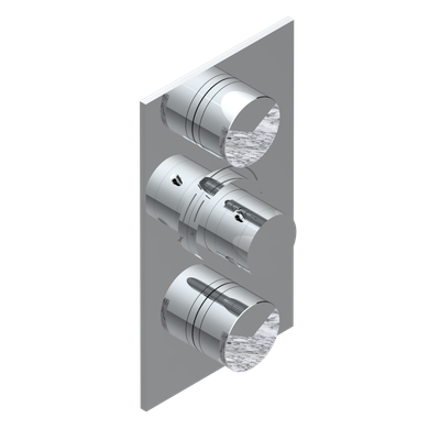 Set de finition THG pour douche thermostatique à encastrer avec deux robinets d'arrêt à 2 fonctions - Collection "Yoko Delta Howlite"