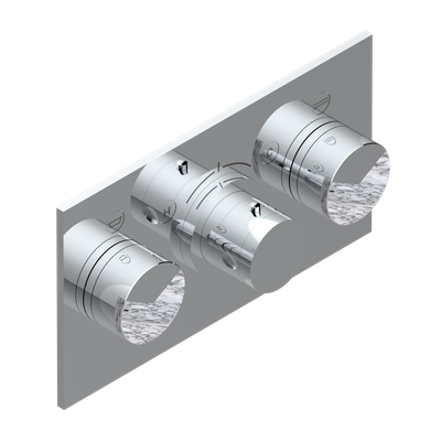 Set de finition THG pour douche thermostatique à encastrer avec deux robinets d'arrêt pour installation horizontale à 2 fonctions - Collection "Yoko Delta Howlite"