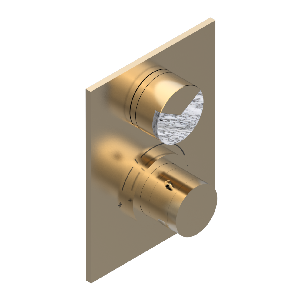 Set de finition THG pour douche thermostatique à encastrer avec un robinet d'arrêt - Collection "Yoko Delta Howlite" — vue 5