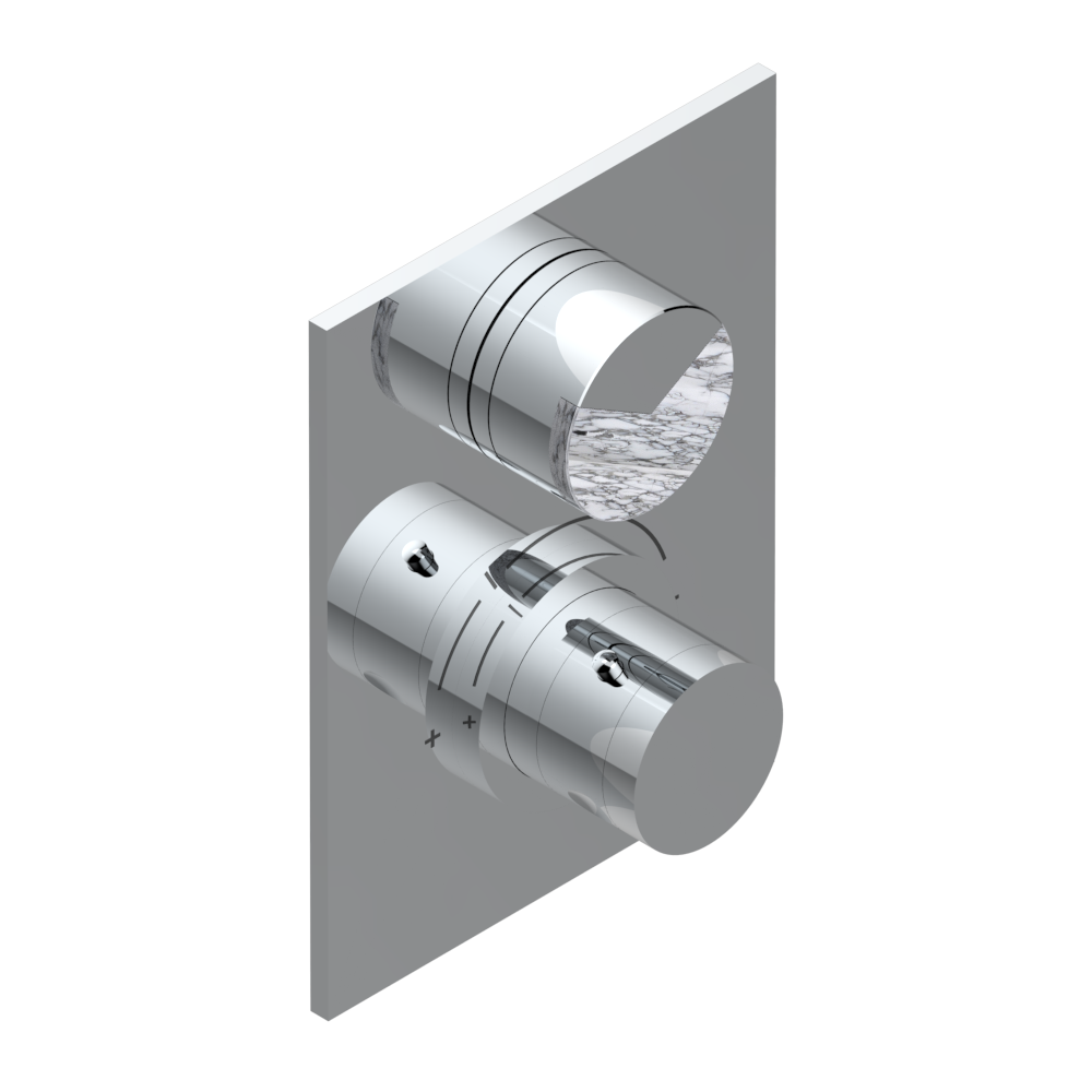 Set de finition THG pour douche thermostatique à encastrer avec un robinet d'arrêt - Collection "Yoko Delta Howlite"