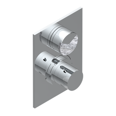 Set de finition THG pour douche thermostatique à encastrer avec un robinet d'arrêt - Collection "Yoko Delta Howlite"