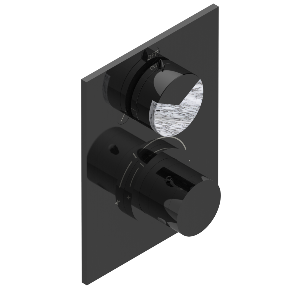 Set de finition THG pour douche thermostatique à encastrer 2 fonctions avec inverseur - Collection "Yoko Delta Howlite"