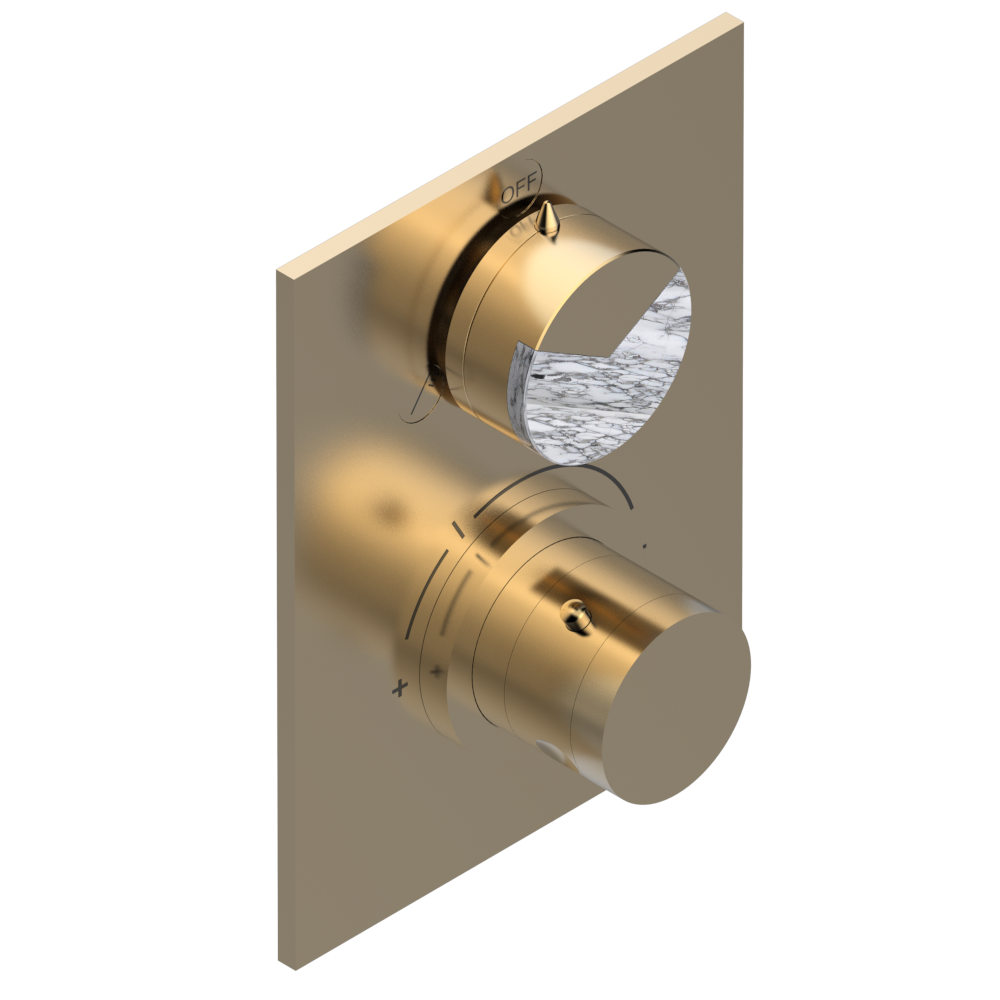 Set de finition THG pour douche thermostatique à encastrer 2 fonctions avec inverseur - Collection "Yoko Delta Howlite" — vue 5