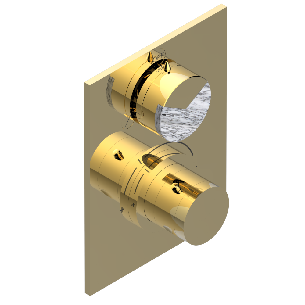 Set de finition THG pour douche thermostatique à encastrer 2 fonctions avec inverseur - Collection "Yoko Delta Howlite" — vue 3