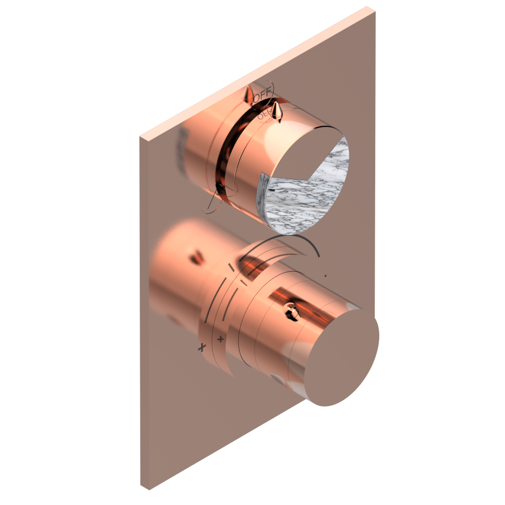 Set de finition THG pour douche thermostatique à encastrer 2 fonctions avec inverseur - Collection "Yoko Delta Howlite" — vue 4
