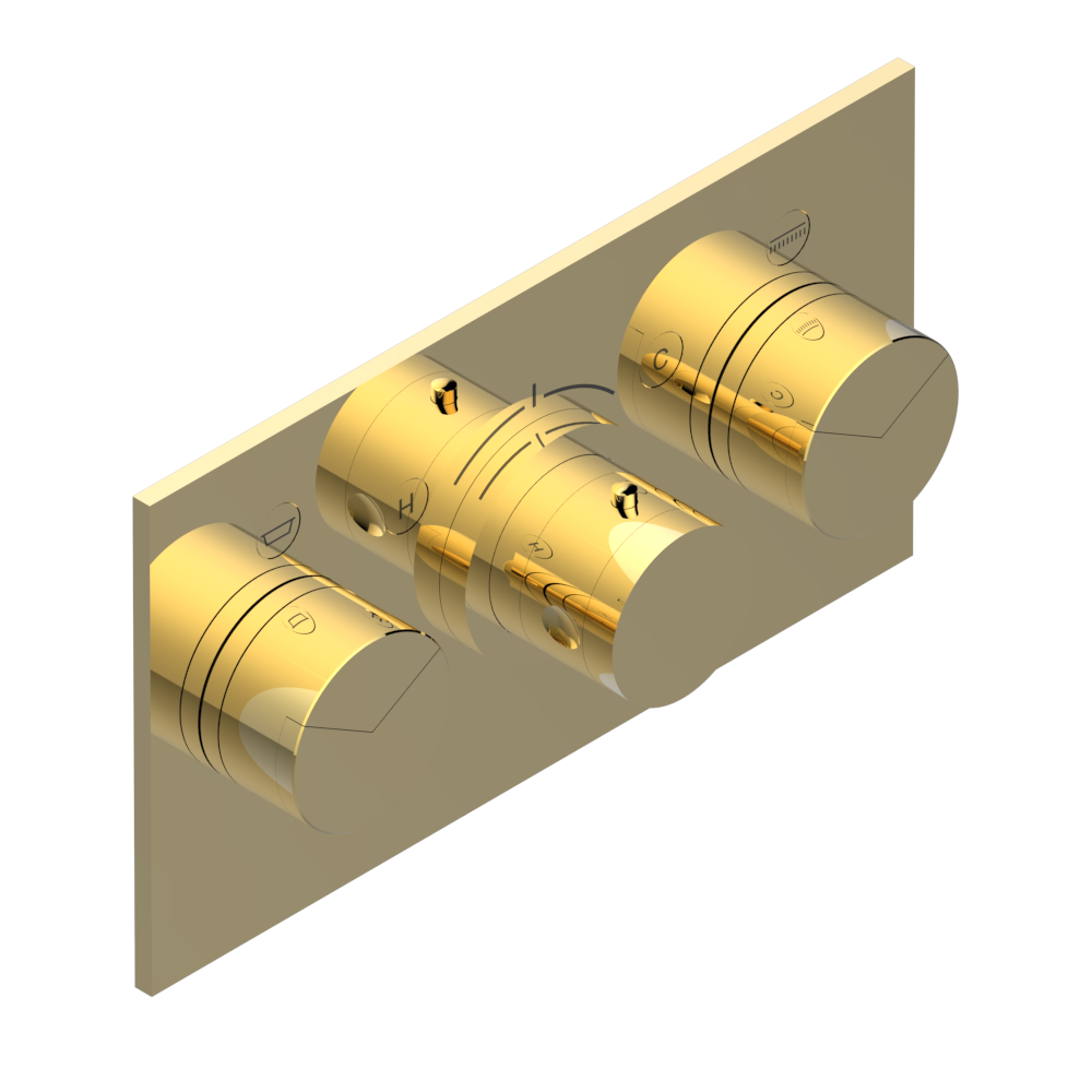 Set de finition THG pour douche thermostatique à encastrer avec deux robinets d'arrêt pour installation horizontale à 2 fonctions - Collection "Yoko Delta"