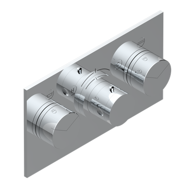 Set de finition THG pour douche thermostatique à encastrer avec deux robinets d'arrêt pour installation horizontale à 2 fonctions - Collection "Yoko Delta"