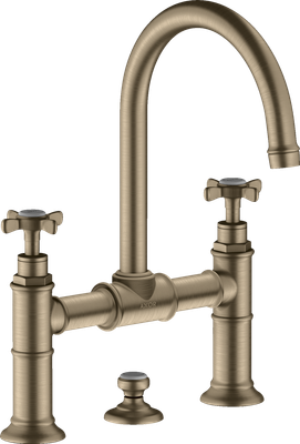 Mélangeur de lavabo 3 trous AXOR Montreux 220 avec poignées en croix et garniture de vidage en nickel brossé