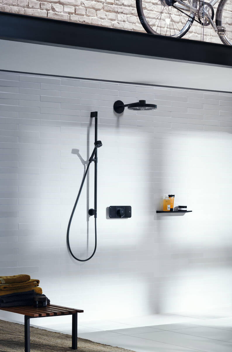 Douche de tête AXOR One 280 2 jets avec bras de douche 389 mm en noir mat - vue 3